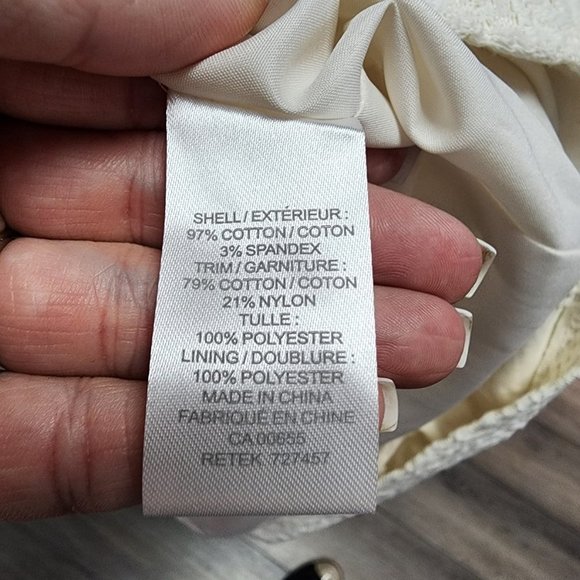 𝅺RW&CO White Lace Cotton Strapless Fit & Flare Mini Dress Size 8 - Picture 14 of 16